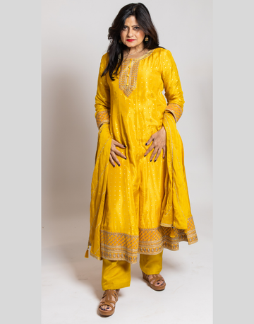 Stunning Mustard Embroidered Silk Kurta Set Elegant Traditional Wear for Every Occasion