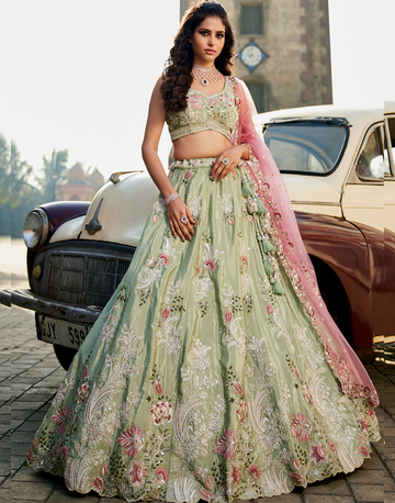 Stunning Satin Silk Sequin Embroidered Stitched Lehenga Choli with Dupatta Elegant Indian Wedding Wear Turquoise / XL / 7 Days