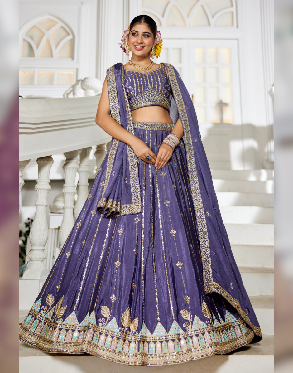 Stunning Thread Work & Sequin Lehenga Choli in Georgette with Matching Dupatta