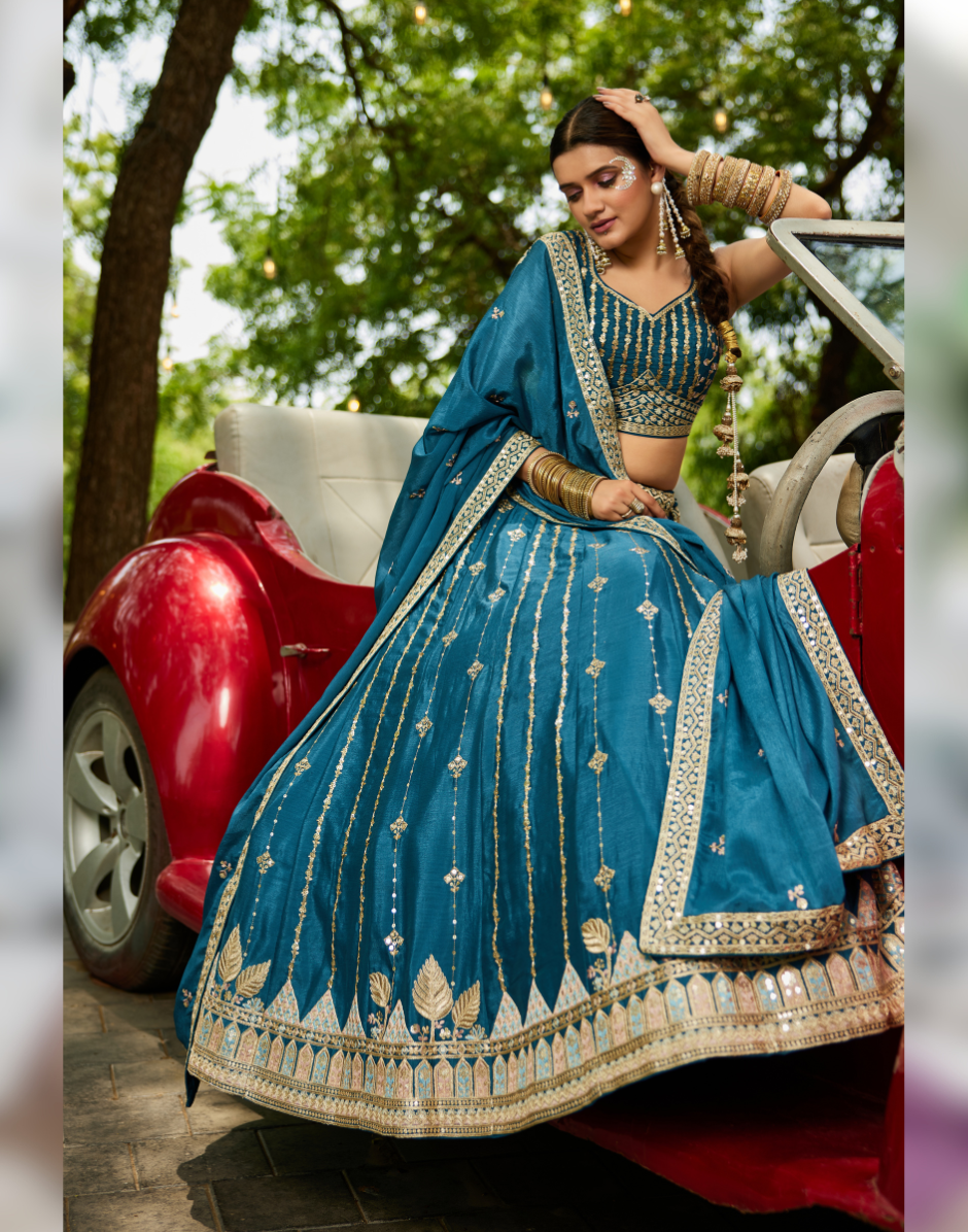 Stunning Thread Work & Sequin Lehenga Choli in Georgette with Matching Dupatta_2