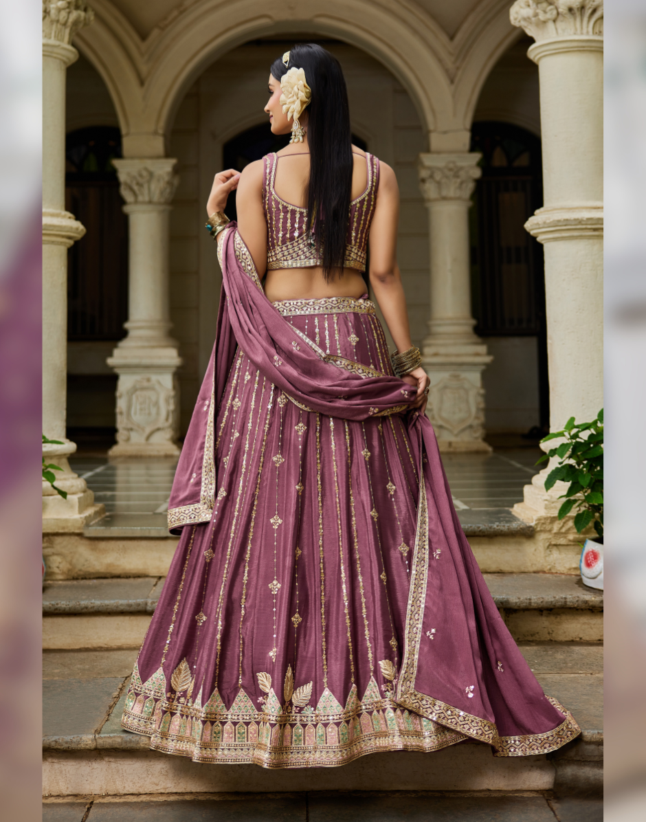 Stunning Thread Work & Sequin Lehenga Choli in Georgette with Matching Dupatta_4