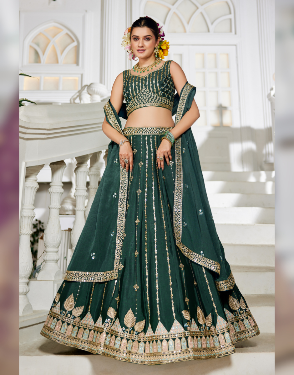 Stunning Thread Work & Sequin Lehenga Choli in Georgette with Matching Dupatta_6