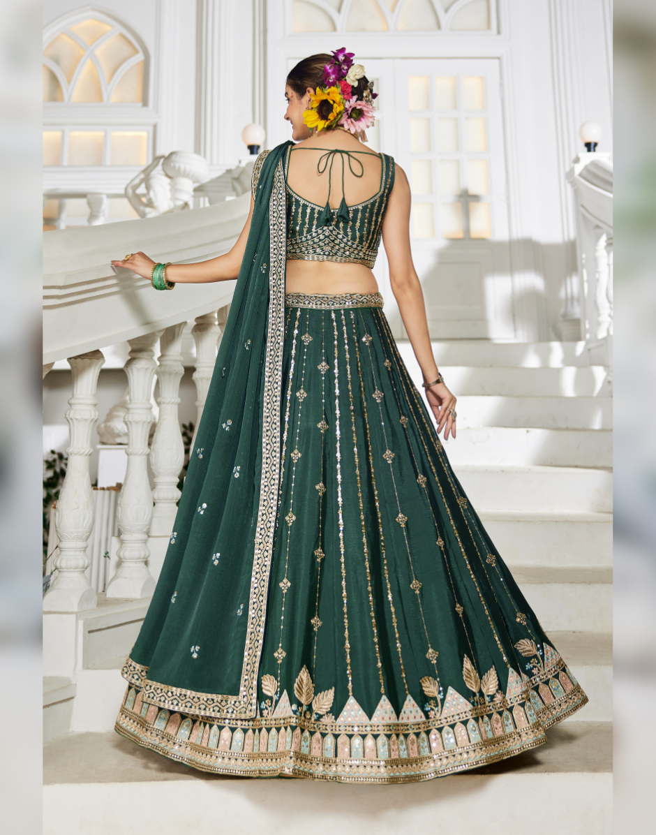 Stunning Thread Work & Sequin Lehenga Choli in Georgette with Matching Dupatta_7