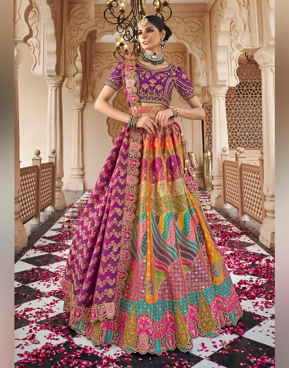 The Purple Affair Banarasi Silk Lehenga Set with Dupatta Magic - Buy