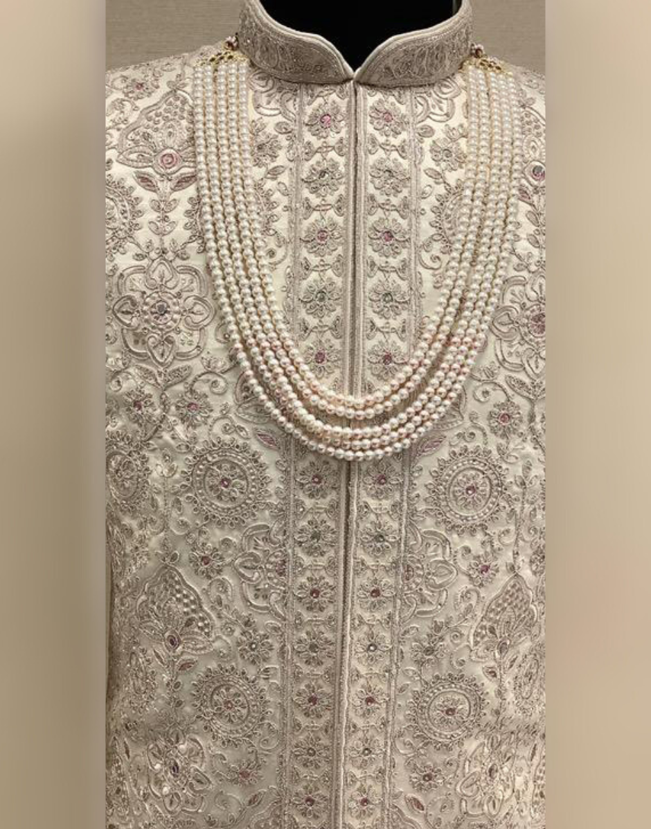 Timeless Dark Fawn Embroidered Sherwani Set with Luxe Embellishments_1