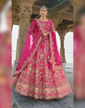 Timeless Pink Bridal Silk Lehenga with Elaborate Khatli & Heavy Embellishments - Buy