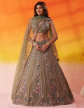 Traditional Bridal Net Lehenga Choli with Heavy Sequins Work and Dupatta - Buy_3