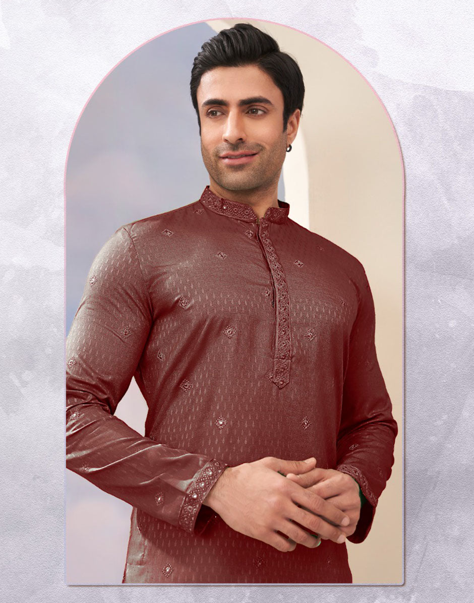 Traditional Elegance with Modern Flair Silk Embroidered Embellished Kurta Pyjama Set