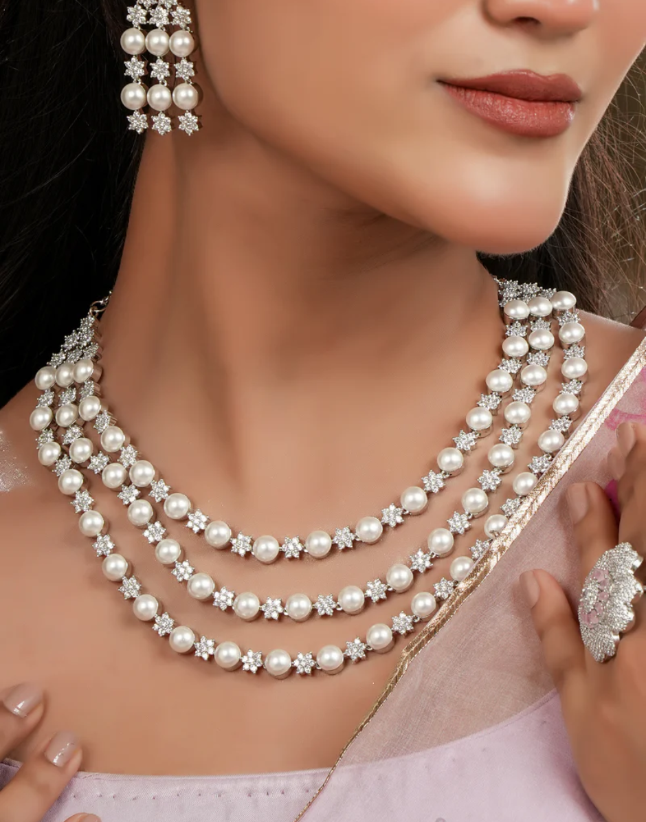 Traditional Maharani Pearl Necklace & Earring Set - Buy_2