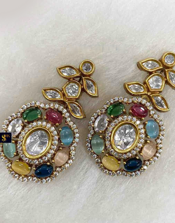 Traditional Multicolor Kundan Stone Studded Earrings Set Perfect for Weddings & Ethnic Wear