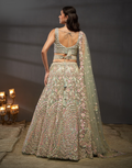 Traditional Net Lehenga with Multicolor Sequins Embroidered Blouse & Ethnic Motif Dupatta_11