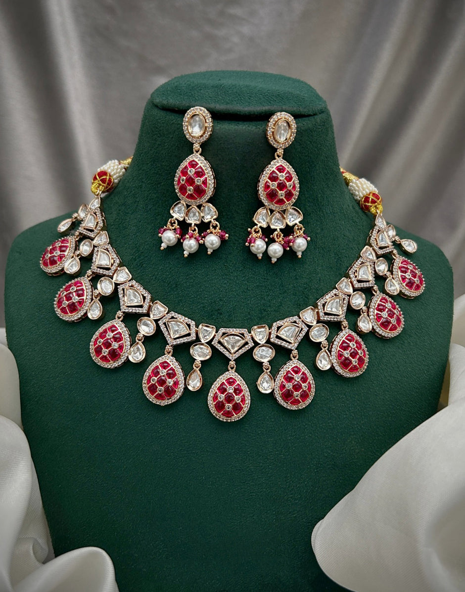 Traditional Real Kundan Set Brass Necklace with Earrings & Carat Plated Perfection - Buy
