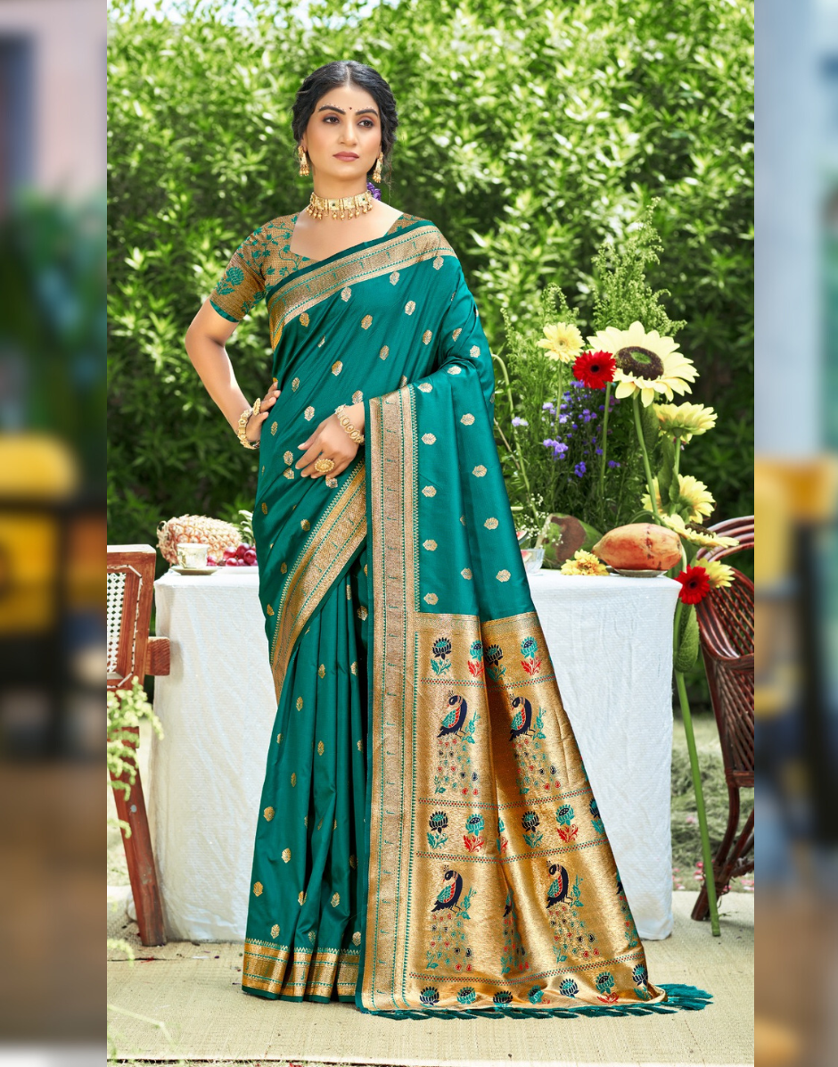 Traditional Silk Self Woven Saree with Blouse Rich Weave & Graceful Look - Buy
