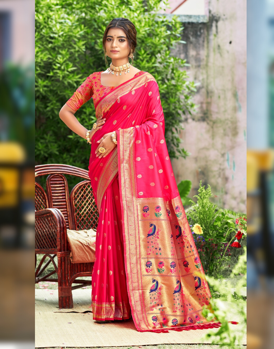 Traditional Silk Self Woven Saree with Blouse Rich Weave & Graceful Look - Buy_2
