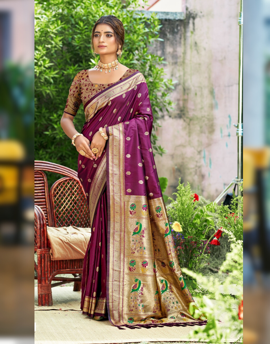 Traditional Silk Self Woven Saree with Blouse Rich Weave & Graceful Look - Buy_4