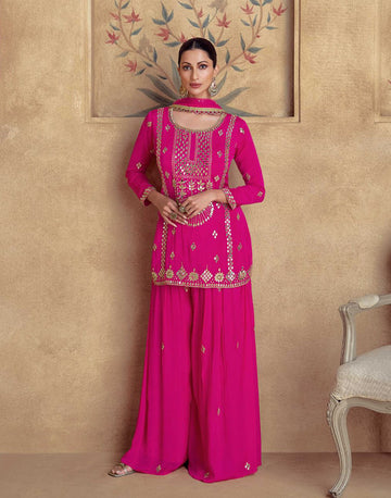 Tranquil Charm Sequin Embroidered Kurta Palazzo Set with Dupatta