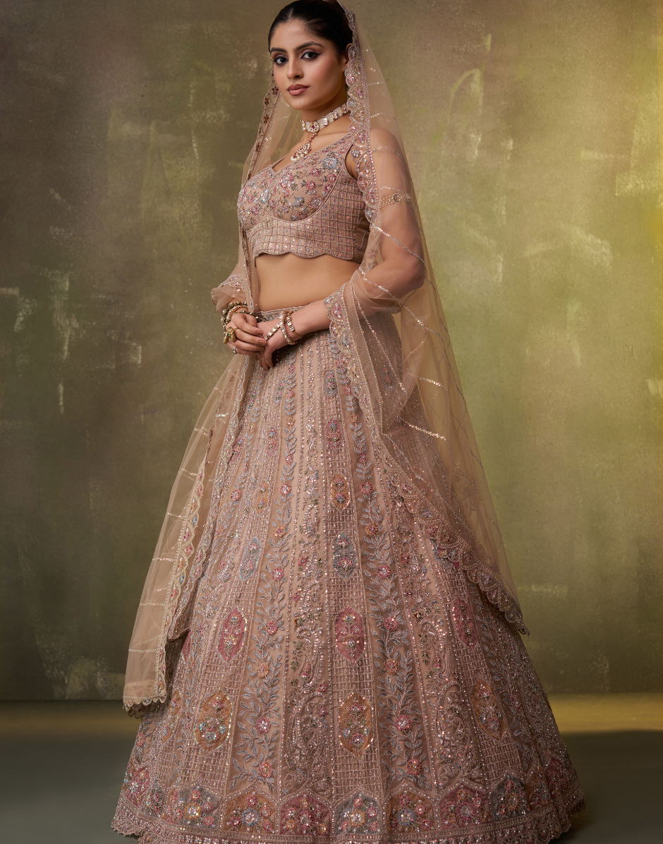 Trendy Net Fabric Lehenga Choli with Heavy Sequins Embroidery & Dupatta - Buy_2