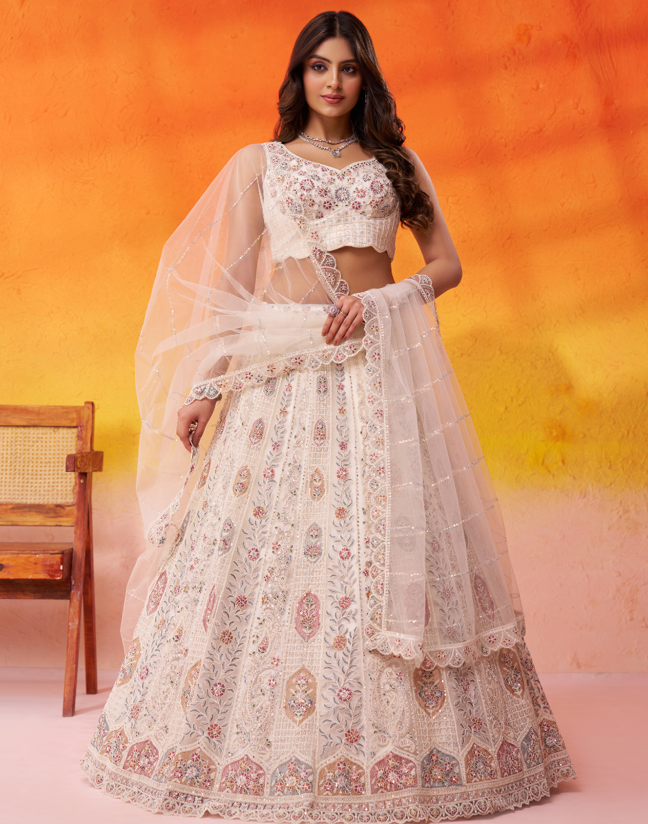 Trendy Net Fabric Lehenga Choli with Heavy Sequins Embroidery & Dupatta - Buy_3