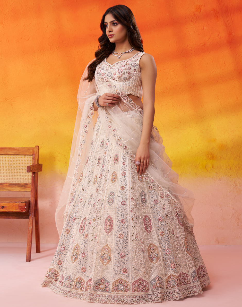 Trendy Net Fabric Lehenga Choli with Heavy Sequins Embroidery & Dupatta - Buy_5