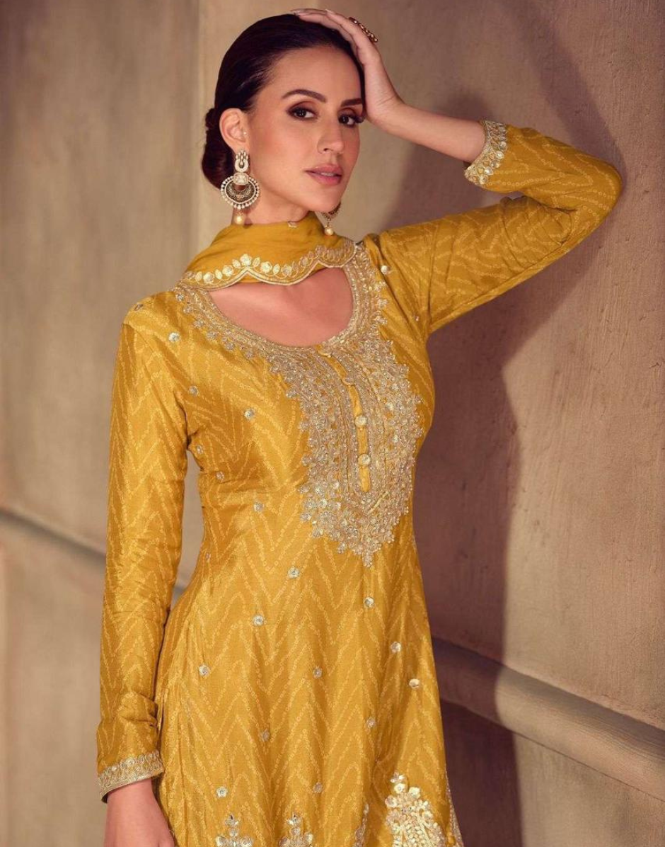 Trendy Real Chinon Kurta Palazzo Dupatta Set Elegant Digital Prints for All Occasions_1