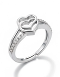 Twin Heart Sparkle Adjustable Ring - Buy_3