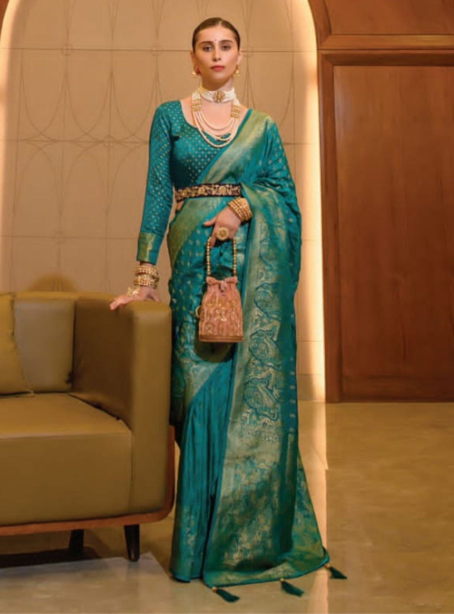 Proper Patola Style Blue designer Saree With Blouse Fabric – TrendOye