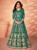 Teal Green Heavy Designer Anarkali suit Front Side