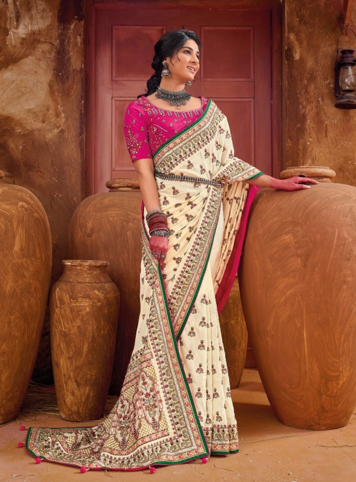 Extraordinary Cream Color Soft Silk Saree Online Collection –  TheDesignerSaree