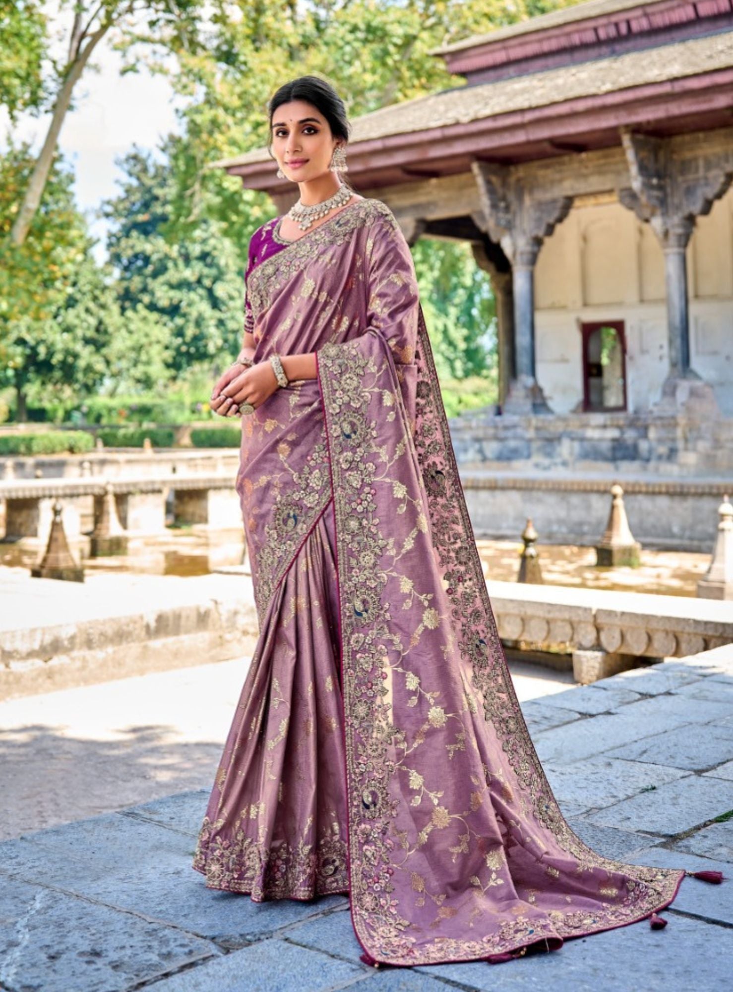 Rich mauve pink tissue silk saree - G3-WSA54862 | G3fashion.com