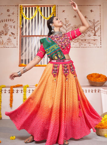 Beautiful Navratri Ombre Color Lehenga Choli Set - Rent