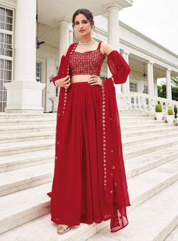 Trendy And Elegant Georgette Lehenga Set - Rent