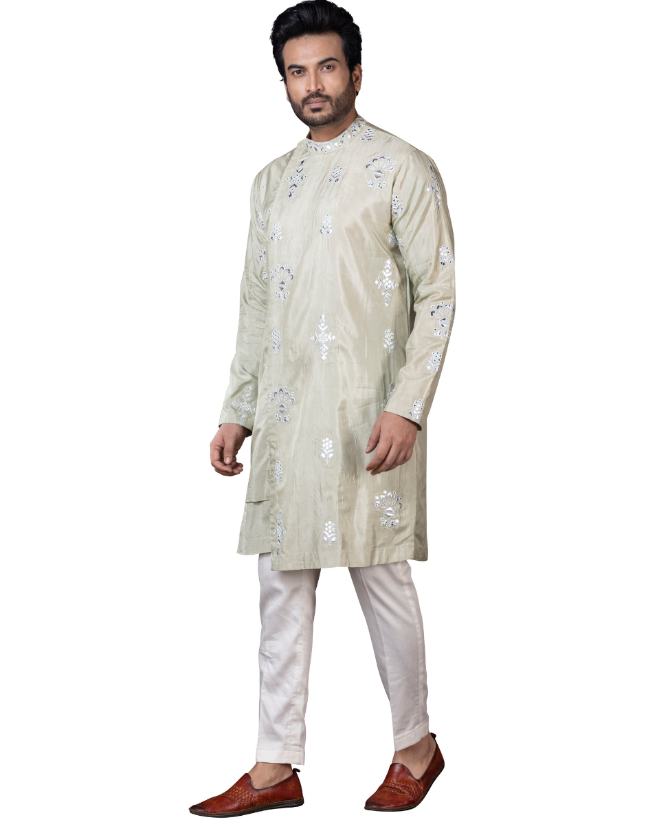 Urban Armor Light Pista Green Rexine Kurta Set Sleek Synthetic Leather Look with Cotton Pants