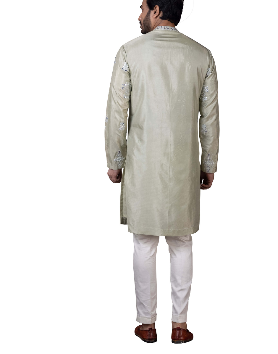 Urban Armor Light Pista Green Rexine Kurta Set Sleek Synthetic Leather Look with Cotton Pants_1