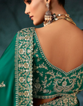 Verdant Grace Saree Premium Green Fabric with Artistic Aari and Handwork Motifs - Buy_4