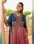Vibrant Multicolor Chiffon Gown Style Kurti with Dupatta Handcrafted Elegance - Buy_1