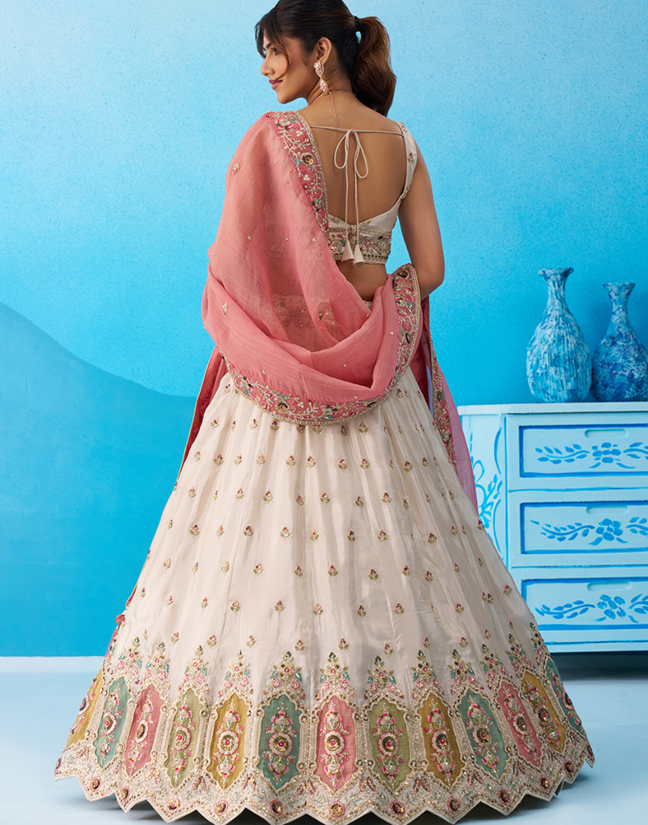 Vibrant Multicolor Patch Work Tissue Lehenga Set with Designer Blouse & Dupatta_1