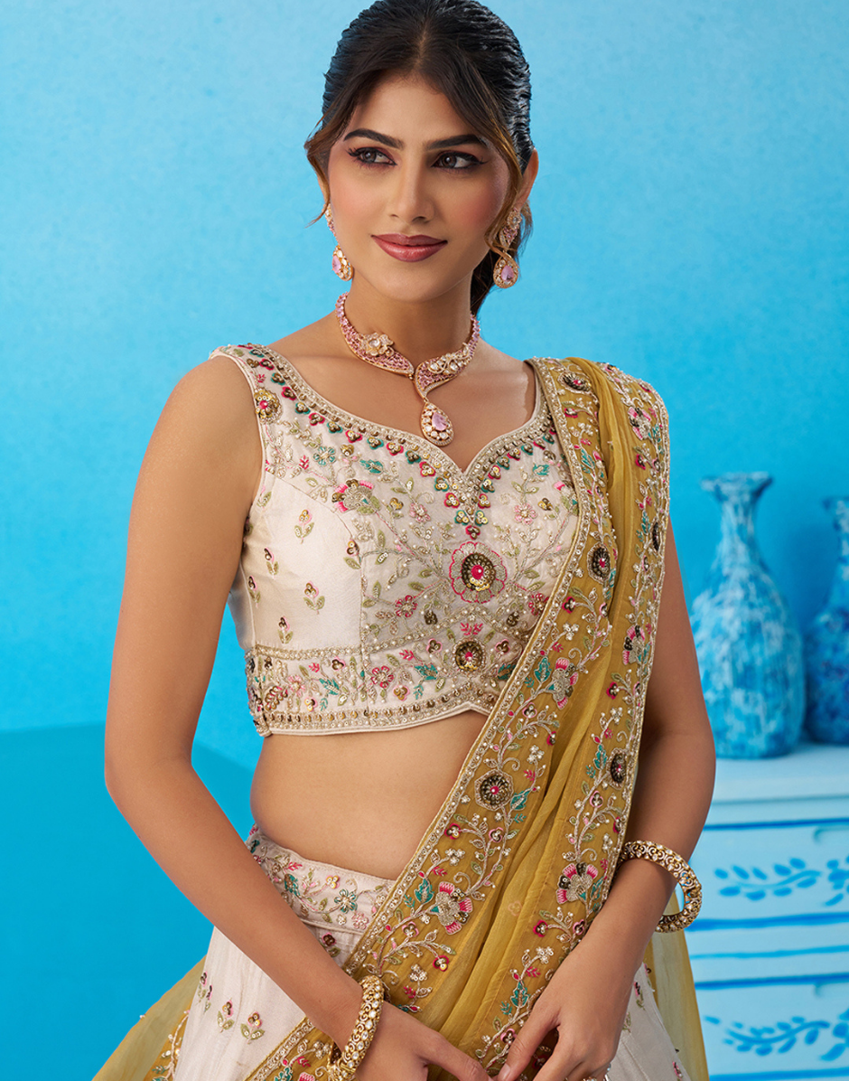 Vibrant Multicolor Patch Work Tissue Lehenga Set with Designer Blouse & Dupatta_10