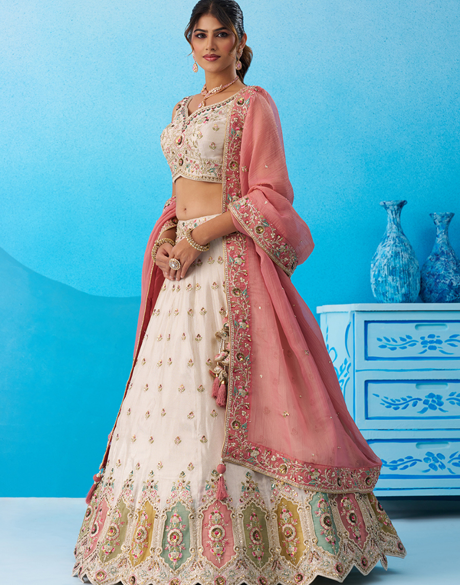 Vibrant Multicolor Patch Work Tissue Lehenga Set with Designer Blouse & Dupatta_2