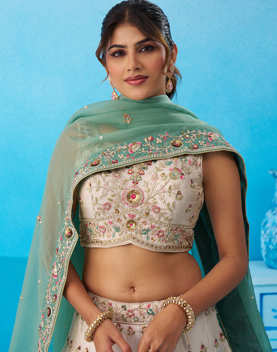 Vibrant Multicolor Patch Work Tissue Lehenga Set with Designer Blouse & Dupatta_7