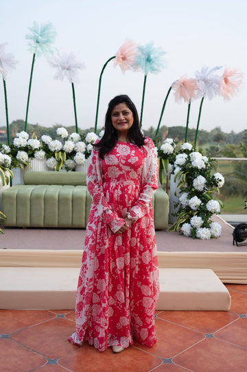 Floral Radiance Red Blossom Gown