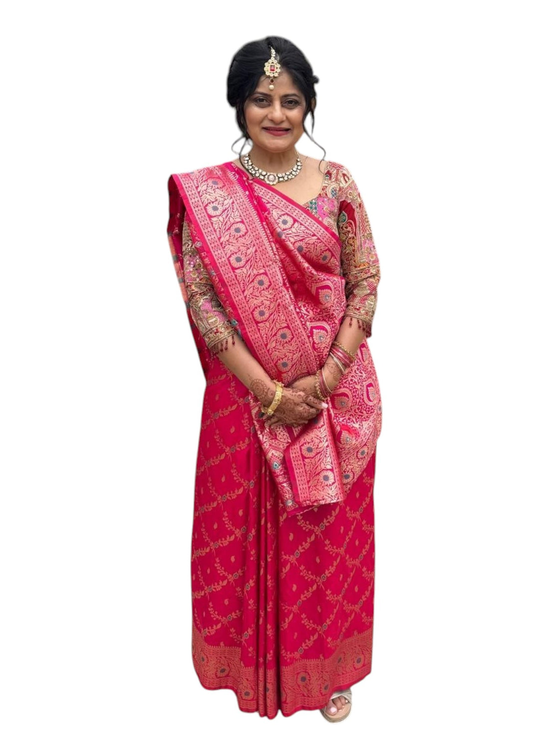 Rani Pink Banarasi Silk Saree with Zari Work Wedding & Festive Saree