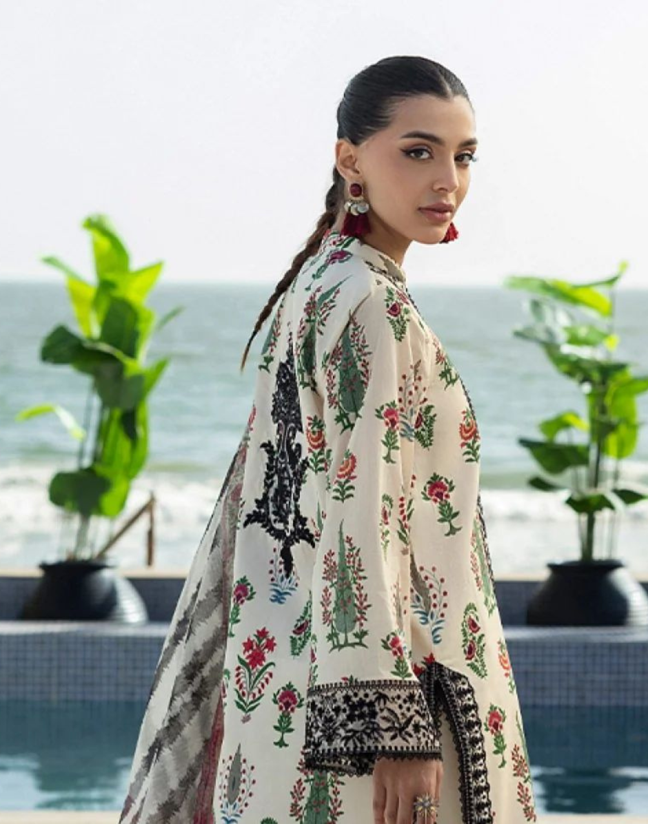 White Floral Coord Set in Soft Crepe Statement Piece - Buy_2