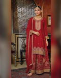 Women’s Chinon Embroidery Work Palazzo Suit Set with Dupatta Traditional & Trendy - Buy

