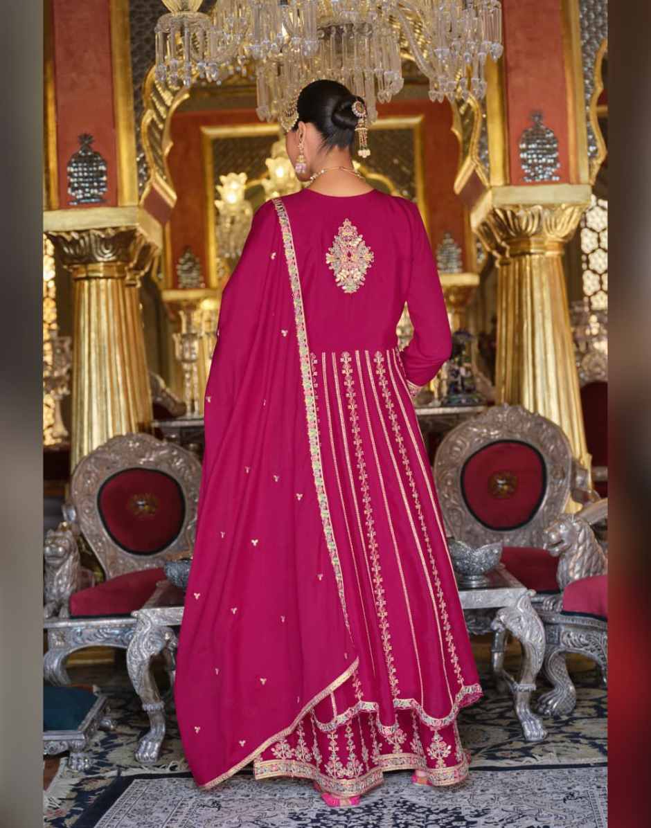 Women’s Kurta Palazzo Dupatta Set with Full Embroidery Stylish Traditional Outfit - Buy