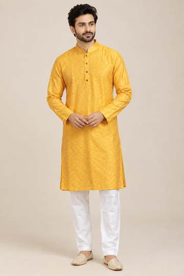 Yellow Kurta Pyjama for Haldi - RENT