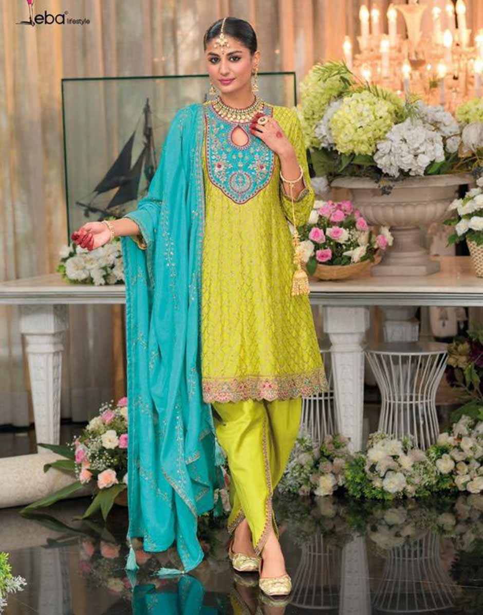 Yellow Embroidered Sequence Work Top Gharara & Dupatta Set