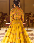 Yellow Trendy Wedding Look in Premium Georgette Heavy Embroidered Short Shrug with Blouse & Flared Lehenga_2