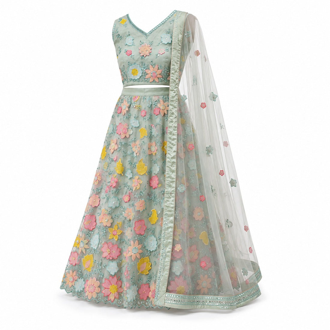 Pista Green Lehenga for Mehendi - RENT
