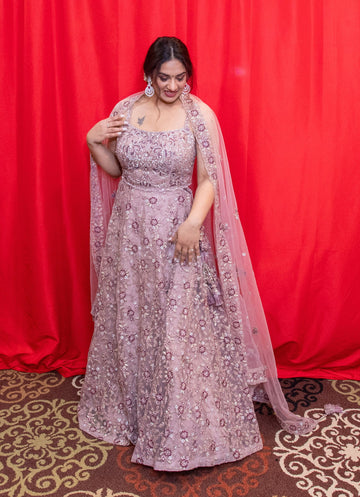 Blush pink gown for women front side