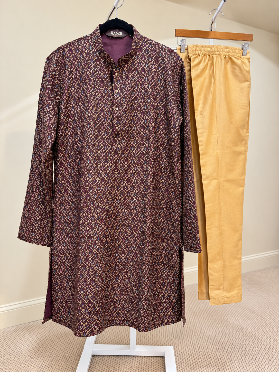 Wine Kurta Pyjama for Wedding Guest - RENT